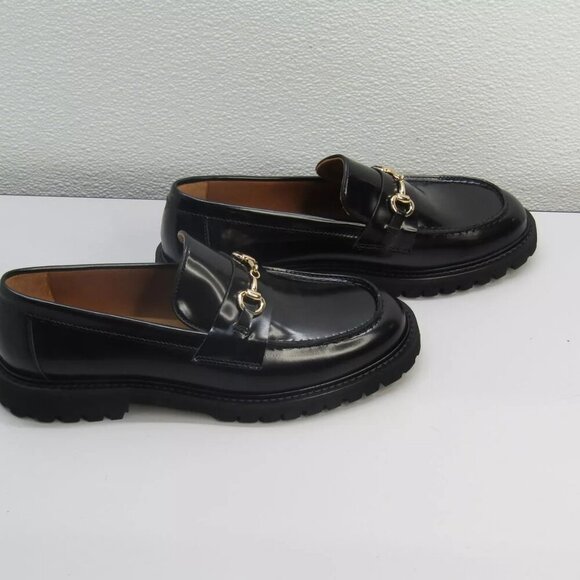 Thursday Everyday Women's Size 8.5 Penny Loafer Black Leather Gold Metal Detail - Picture 7 of 10
